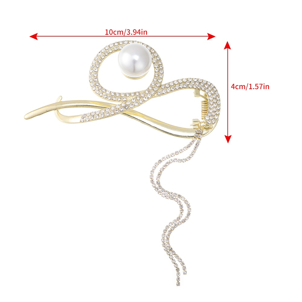 Korea Mutiara Berlian Imitasi Rumbai Rambut Klip Fashion Elegan Logam Jepit Rambut Hair Claw Wanita Aksesoris Rambut