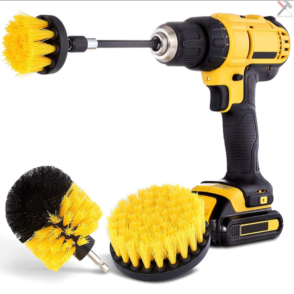 4pcs Kit Sikat Bor Detailing Sikat Cuci Mobil Bor Bulu Keras Auto Scrubber Detailing Cleaning Tool