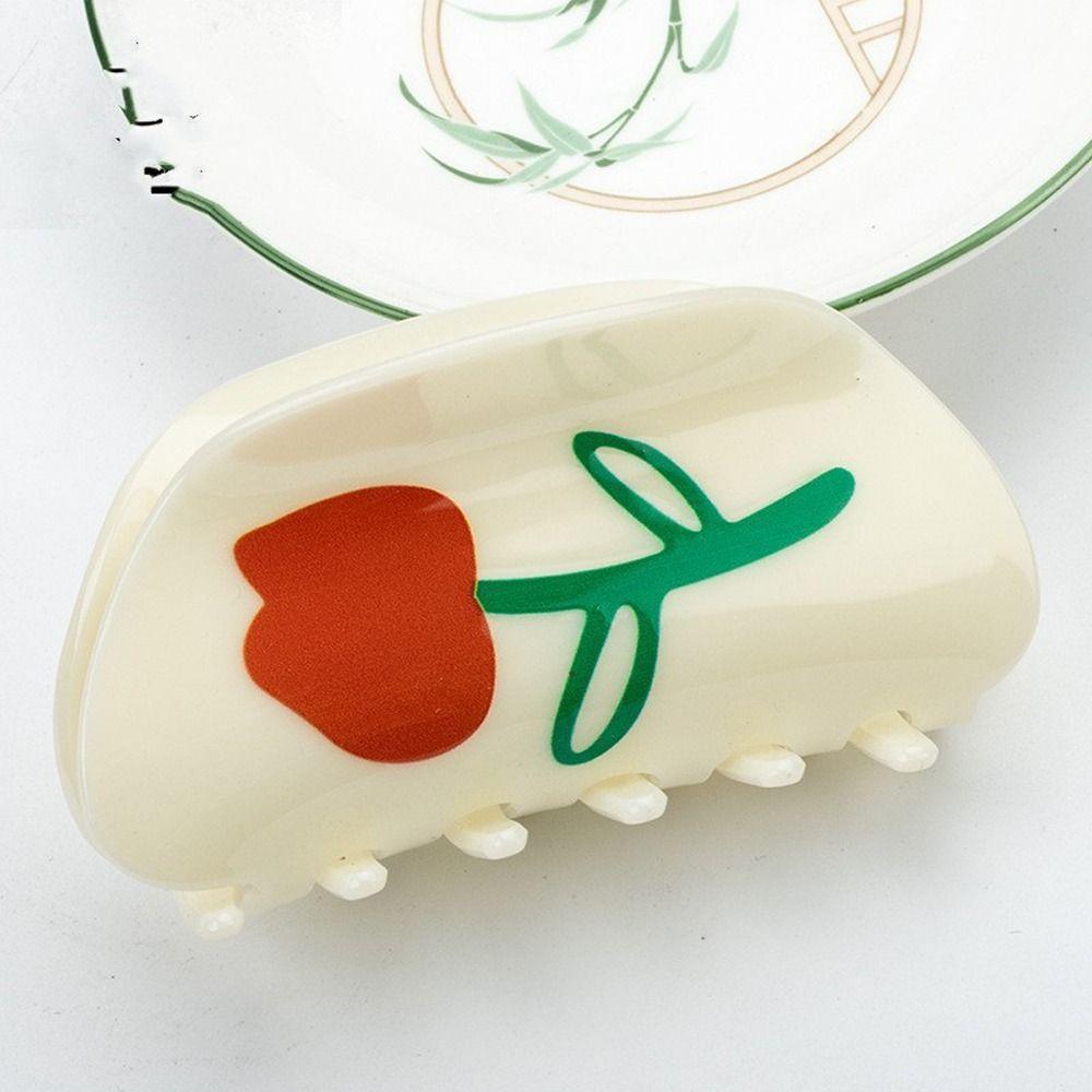Needway Hair Claw Elegan Gaya Korea Bunga Ponytail Holder Jepit Cakar Geometris Akrilik Untuk Rambut Tebal Untuk Wanita