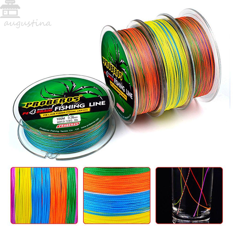 Agustina Pancing Double Color 100m Aksesoris Alat Pancing Tahan Aus Tinggi Garis Dikepang PE Warna-Warni