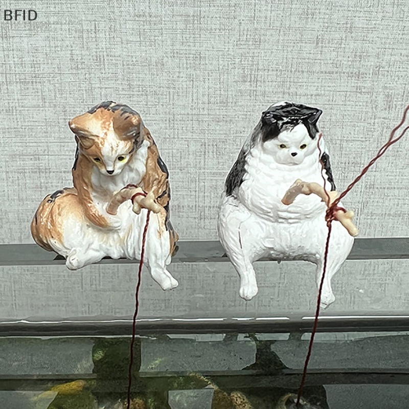 [BFID] 1pc Ikan Lansekap Kartun Memancing Kucing Ornamen Dekorasi Aquarium Pasokan Rumah Tangga Dekorasi Rumah [ID]