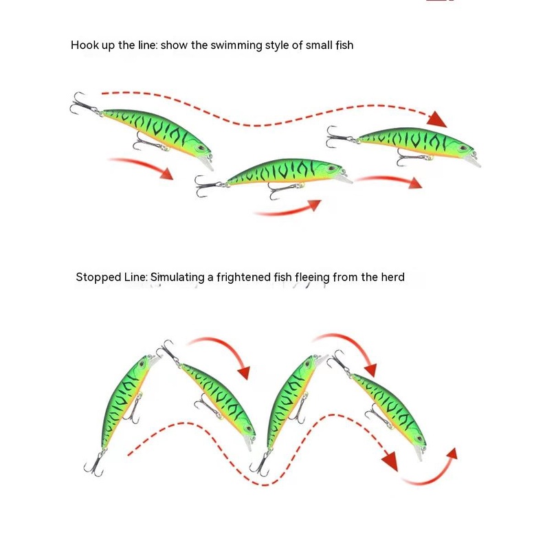 Umpan Pancing 6.5cm 5g/7g Sinking Minnow Air Ikan Kecil Tenggelam Long Throw Lure Umpan Keras Ikan Kecil 3D Mata Laser Troli Plastik Buzz Umpan Umpan Dengan 2trible Hook