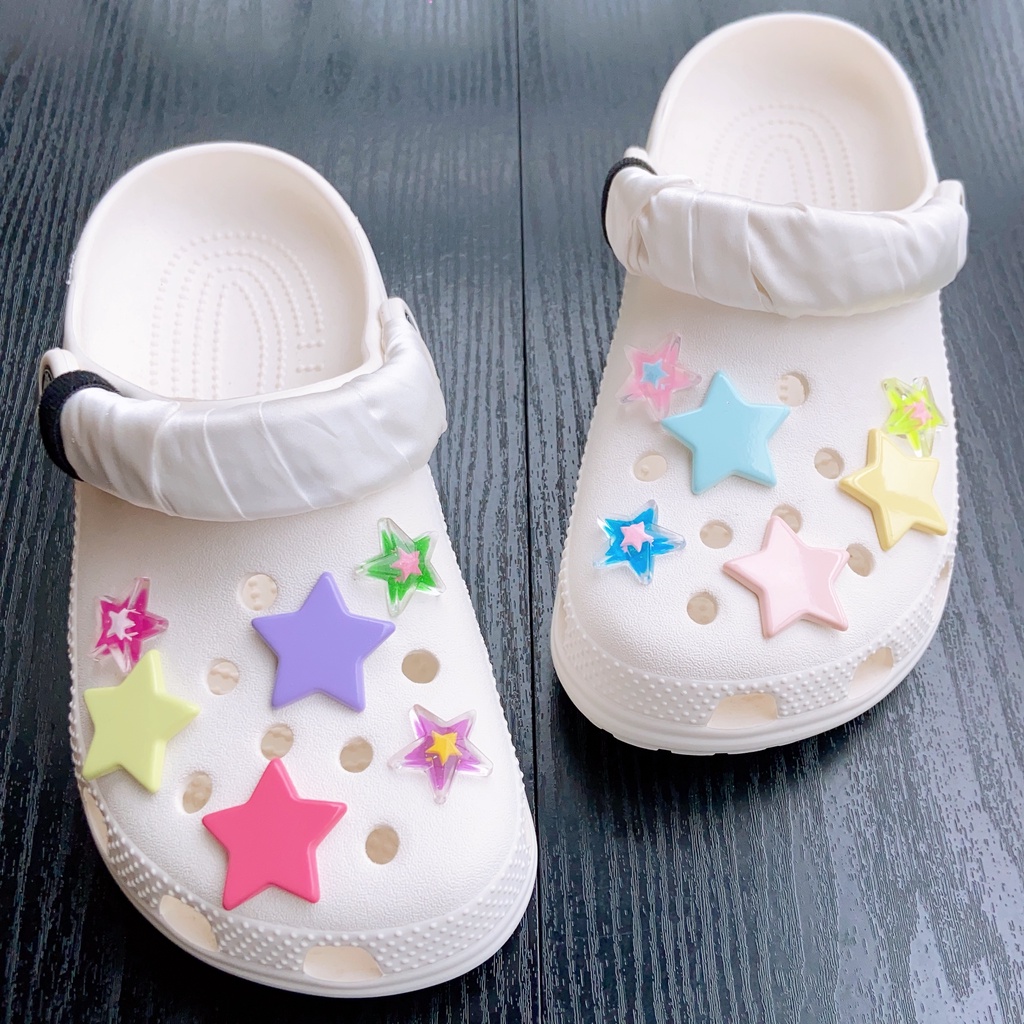 12pcs Macaron Cream Bintang Croc Jibz Charm Kancing Aksesoris Sepatu Fashion# Seri Bintang