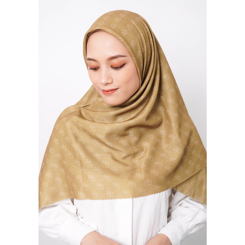 WK073 Kerudung Segi Empat Warna Olive Hijab Motif Premium Anti Mleyot Anti Kusut Anti Lecek Olive