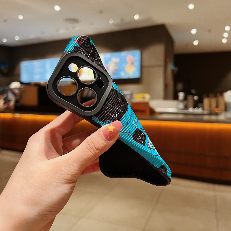 IPHONE Untuk Iphone14 13 12 11 Pro Max X XR XS Max7 8 Plus Motif Belajar Kartun Tekstur Vertikal Pelindung Kulit Soft case