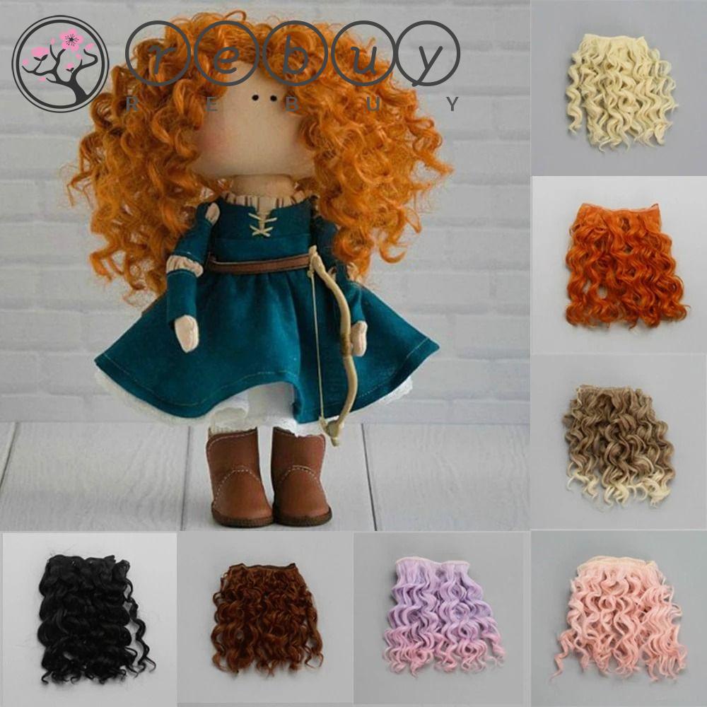 REBUY Rebuy Boneka Rambut Wig Aksesoris Mainan Anak Perempuan Suhu Tinggi Tresses Emas Coklat 15*100cm Rambut Boneka