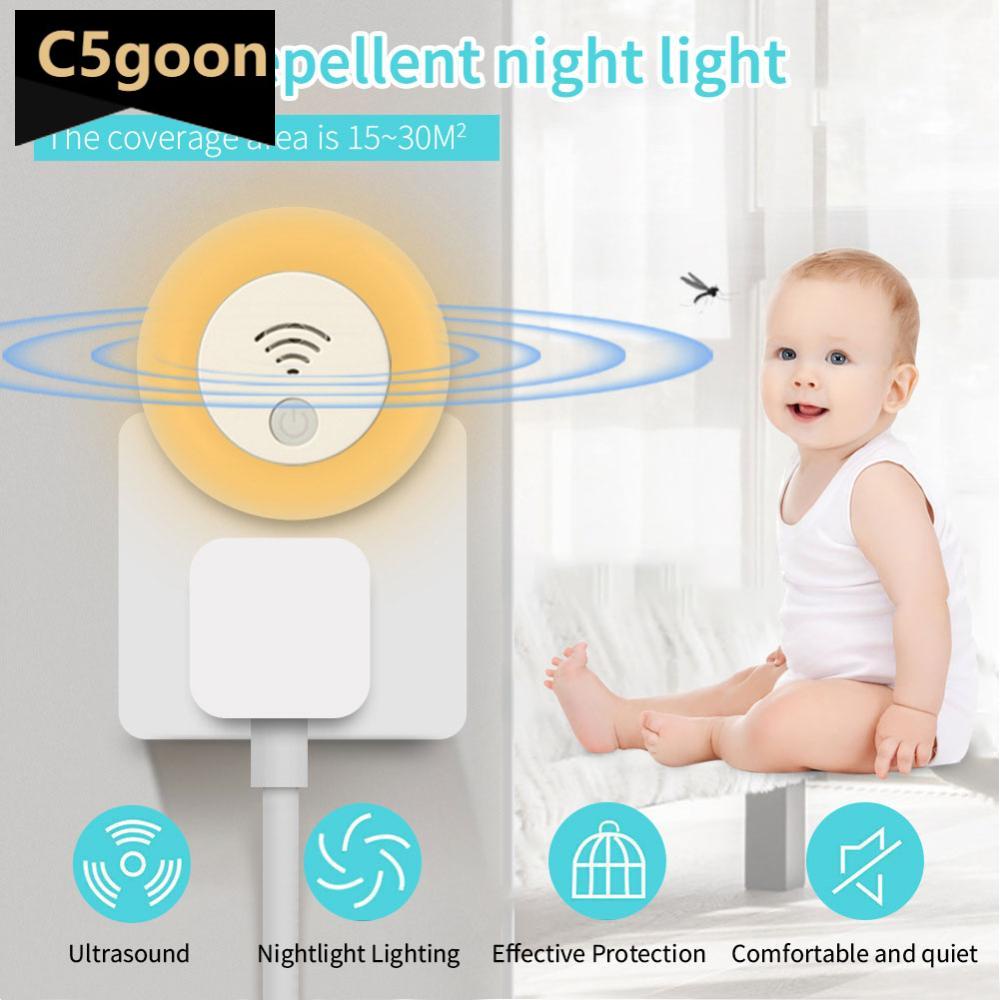 C5goon EU/UK/US Plug Ultrasonik Cerdas Konversi Frekuensi Pengusir Serangga Rumah Indoor Lampu Malam Kecil Untuk Bayi Pengusir Nyamuk A8G4