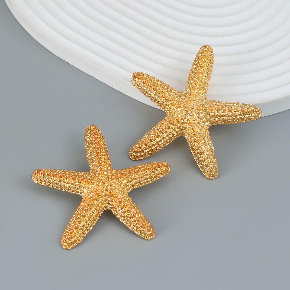 Anting LILY Starfish, Kalung Bintang Laut Musim Panas, Perhiasan Stud Telinga Emas Vintage Trendi2023 Untuk Pesta