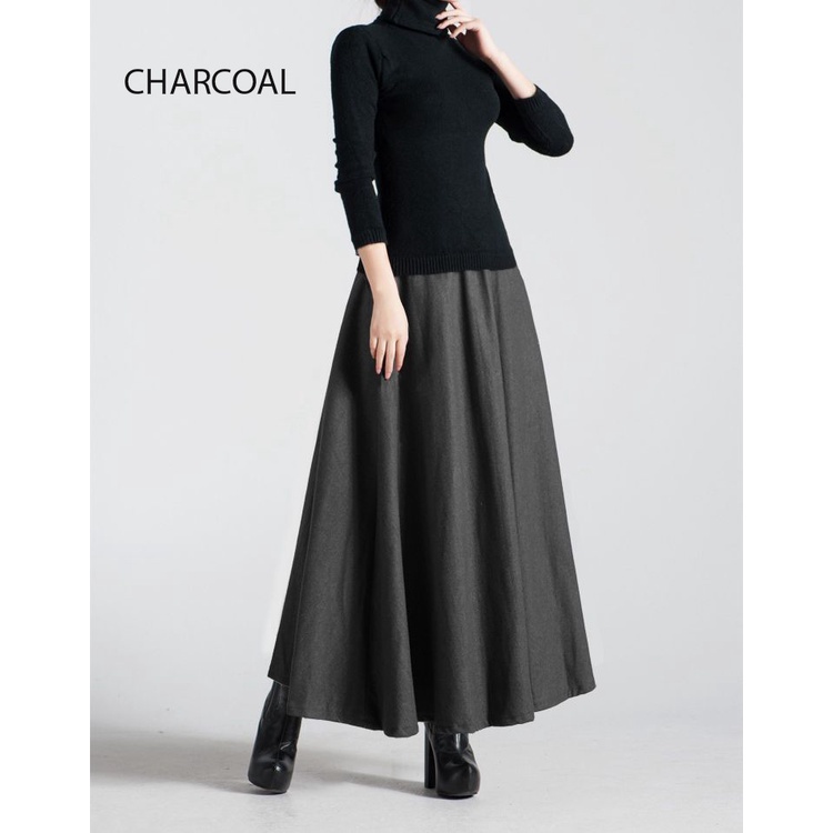 Rok panjang muslimah flare skirt (L066)