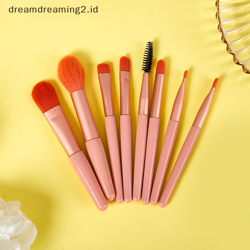 (drea) 8pcs Set Sikat Make up Mata Eyeshadow Alis Blending Brush Dengan Tas Kuas //