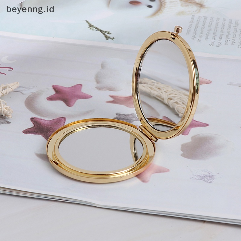 Beyen Vintage alloy compact pocket mirror folded makeup Kosmetik Cermin Pembesar ID