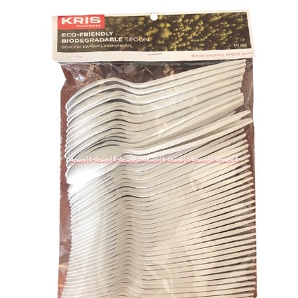 Krischef Eco Friendly Biodegradable Spoon 50pcs Sendok Makan Kris Chef Sendok Sekali Pakai Ramah Lingkungan Kris Bow