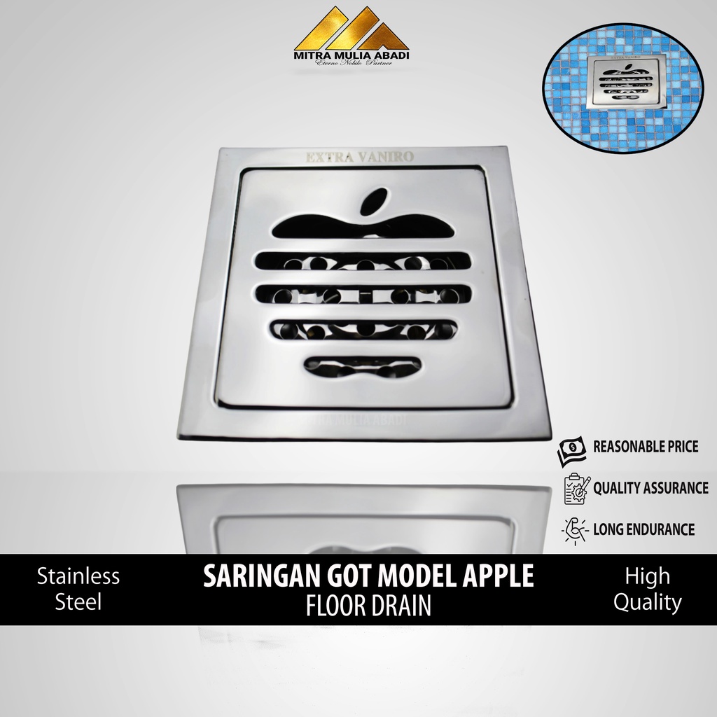 Saringan Got / Floor Drain Model Apple Full Stainless SUS 304 Tebal