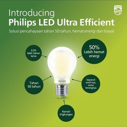 PHILIPS LED Bulb Ultra Efficient 5W E27 - Bohlam Lampu UE setara 10W