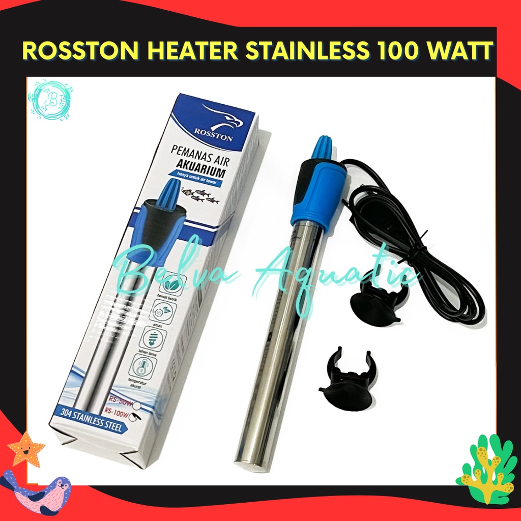 Rosston Heater Stainless 50 100 Watt Penghangat Pemanas Air Stenlis Anti Pecah