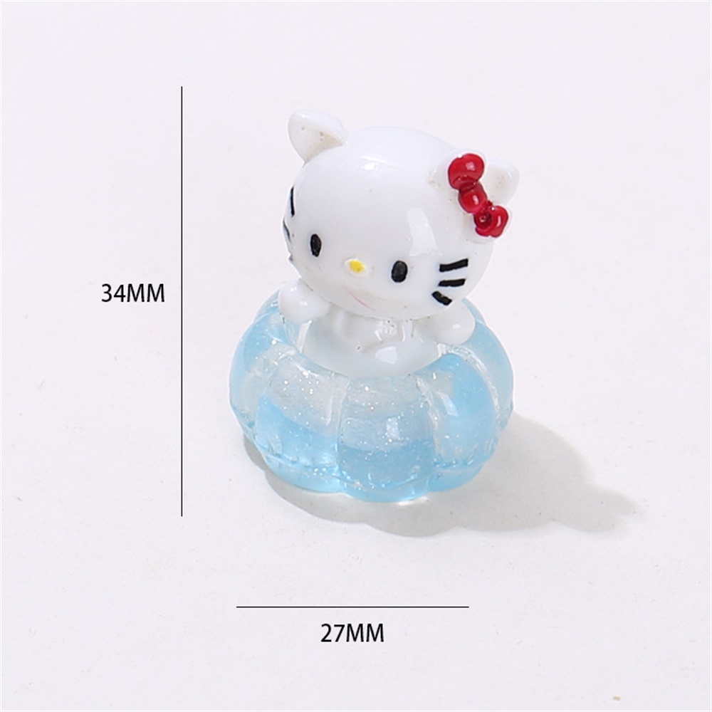 ღ Sanrio Lanskap Mikro Bercahaya Ornamen Boneka Cincin Renang Kuromi Kt My Melody Cinnamoroll Diy Resin Aksesoris Dekorasi Desktop