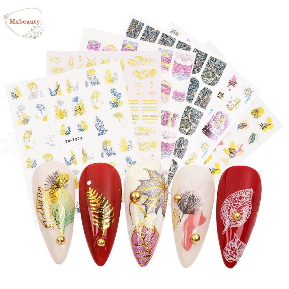 MXBEAUTY Stiker Kuku 3D DIY Vintage Wanita Musim Gugur Manicures Aksesori Musim Semi Nail Art Dekorasi