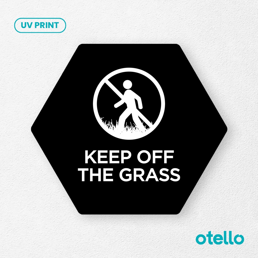 Keep Off The Grass Signage Board Akrilik Tempel Dinding Papan Acrylic Sign Board Signage Tempel Dinding Tulisan Label Tanda Petunjuk Rambu Aklirik UV Print