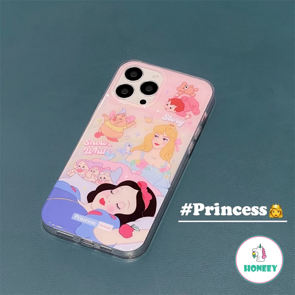 IPHONE Fashion Disney Princess Anime Snow White Mewah Glitter Casing Ponsel Kompatibel Untuk Iphone14 13 12 Pro Max Case Iphone11 Anti-Drop Lembut Penutup Belakang