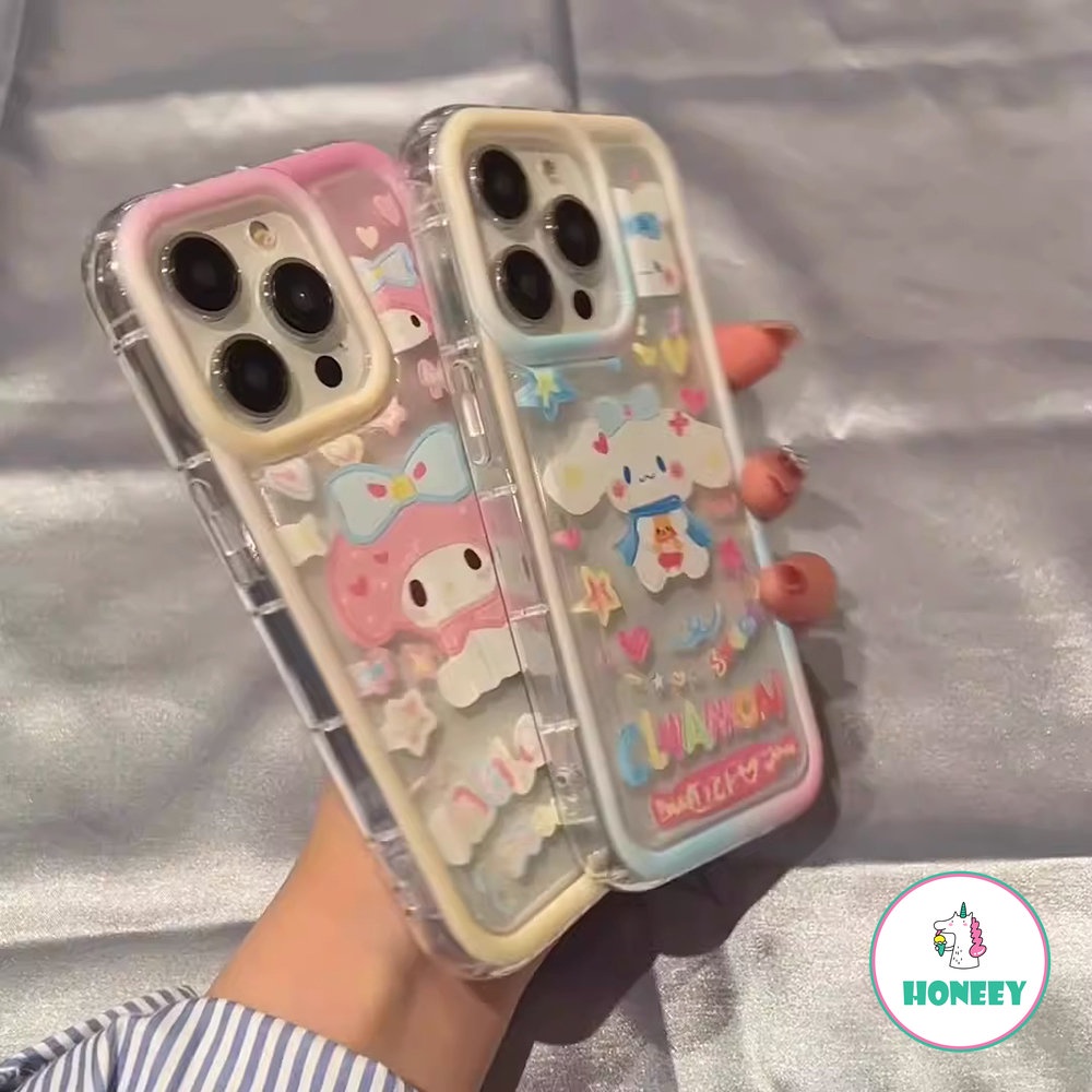 Kartun Melody Cinnamoroll Ponsel Case Kompatibel Untuk iPhone 14 Pro 12 13 Pro Max Case iPhone 11xr XS 8 7Plus Lembut Silikon Airbag Ponsel Cover