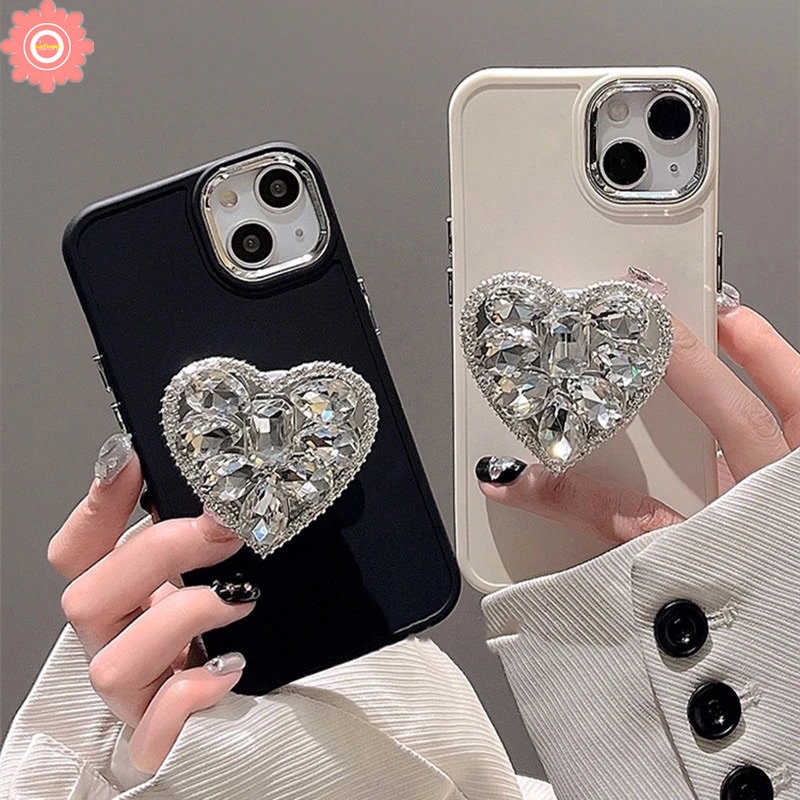 IPHONE Casing Cinta Hati Berlian Berkilau Lucu Kompatibel Untuk Iphone11 14 13 12 Pro MAX 7plus XR 78 Plus X XS MAX Shockproof Silicone Soft Cover