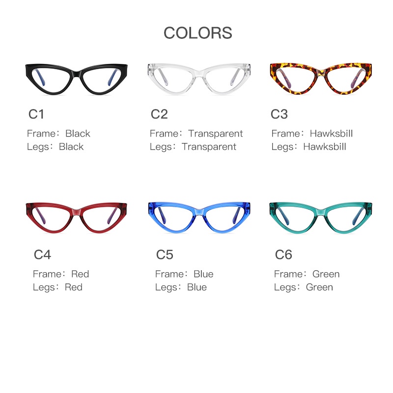 (YUZHU) Western Fashion Cat Eye Bingkai Tebal Anti Blue Light Eyeglasses Gaya Inggris TR90 Eyeglasses Untuk Wanita