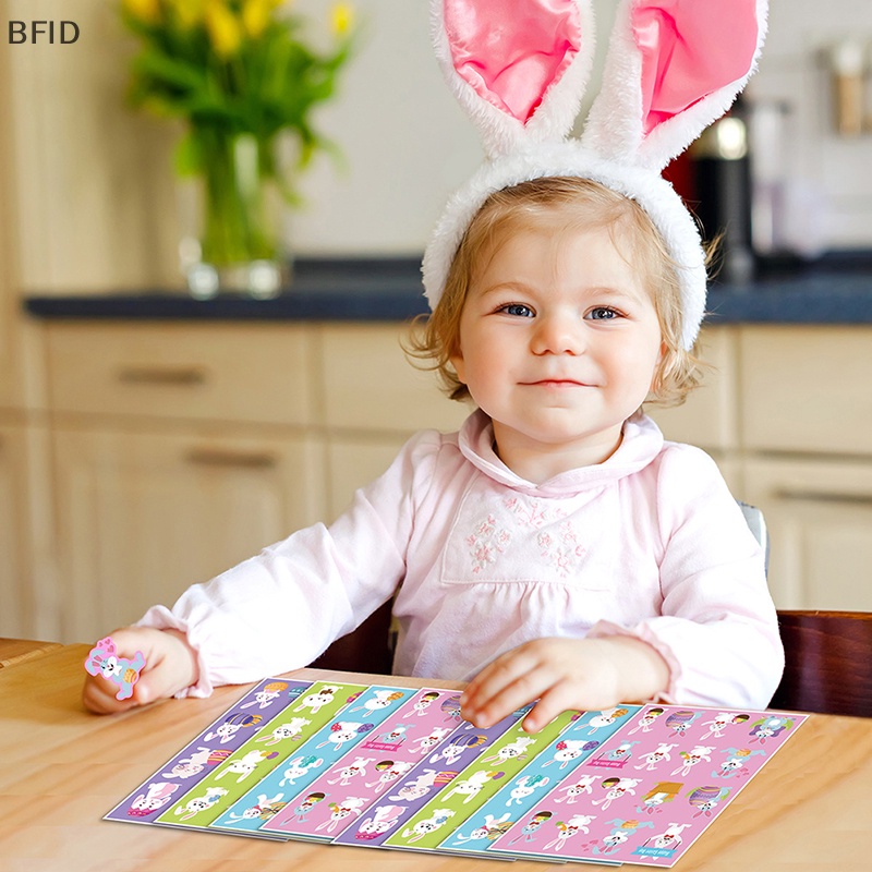 [BFID] 16lembar Stiker Happy Easter Kartun Kelinci Bunny Telur Paskah Seal Lable Stiker Untuk Anak-Anak DIY Kartu Amplop Alat Tulis Dekorasi [ID]