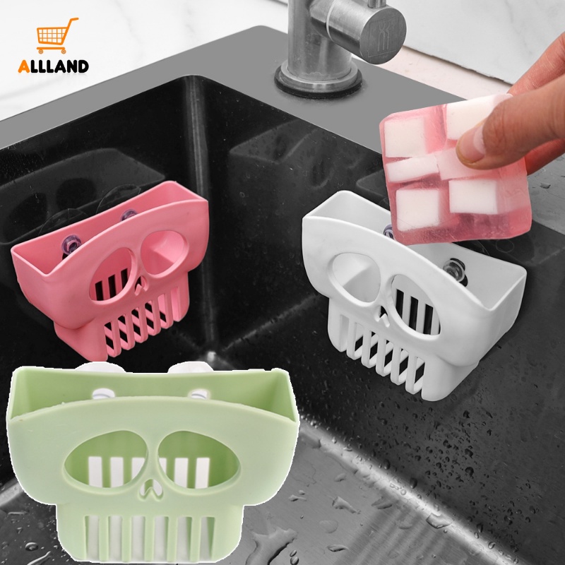 Bathroom Skull Shape Storage Rack/ Kitchen Sink Faucet Shelf/ Soap Sponge Holder Organizer/ Kitchen Drain Rack Basket Accessories