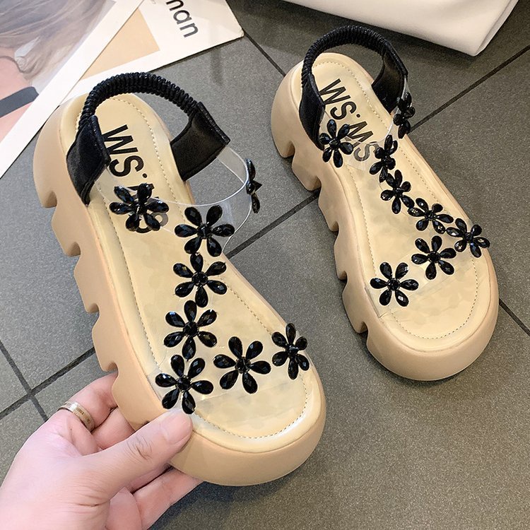[JY]1523 Sandal Wanita A16 SW SN bunga crystal Heels 5cm tali style Impor elegan feminin Pesta