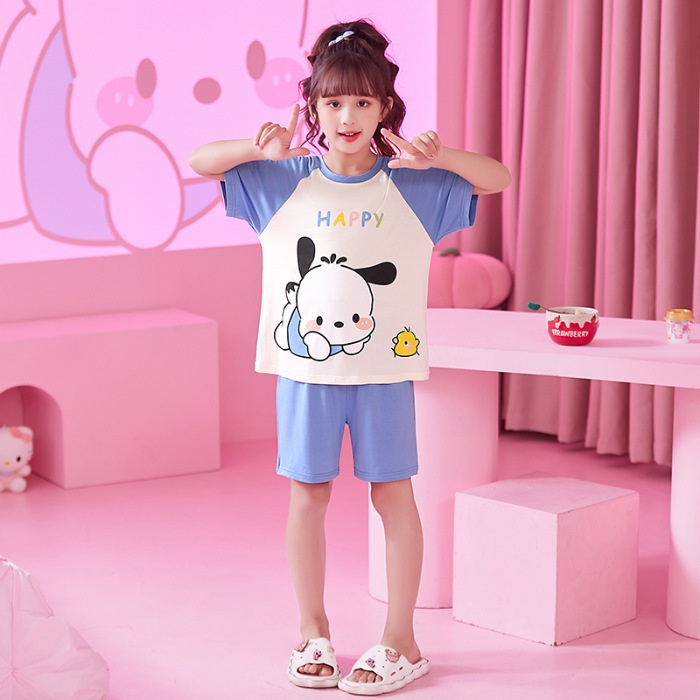 BAJU TIDUR ANAK SANRIO LENGAN PENDEK CELANA PENDEK CINNAMOROLL KUROMI MELODY