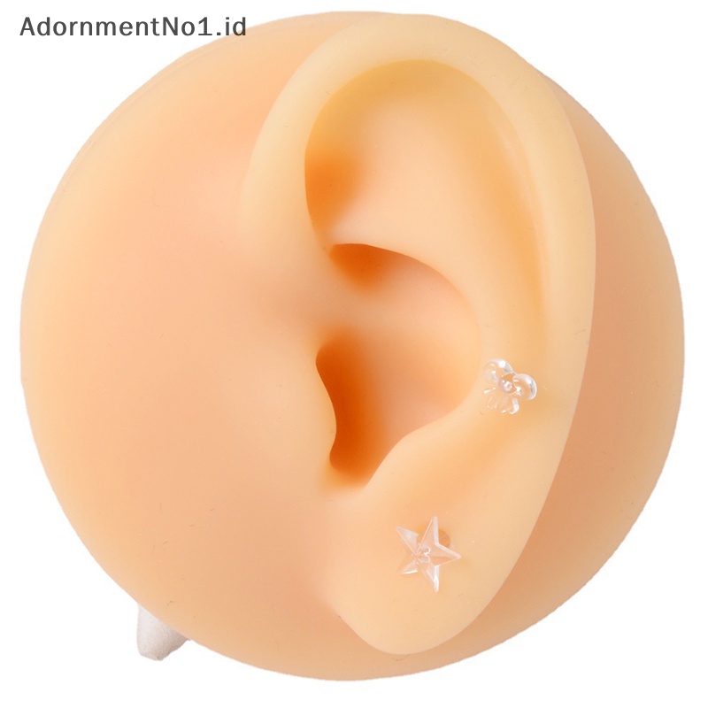 [AdornmentNo1] 5pasang kuku tulang telinga transparan Invisible akrilik bintang hati bunga anting Cartilage Earring Spiral Stud Earring