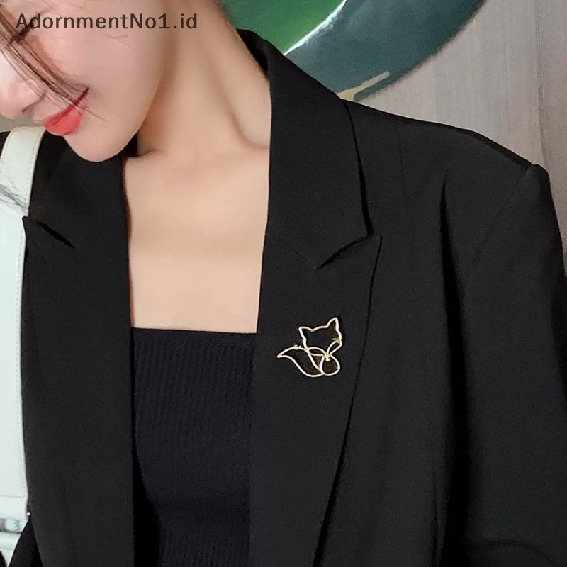 [AdornmentNo1] Warna emas rubah berongga bros High-end jas bros pin korsase gaya korea untuk wanita Fashion aksesoris pakaian perhiasan