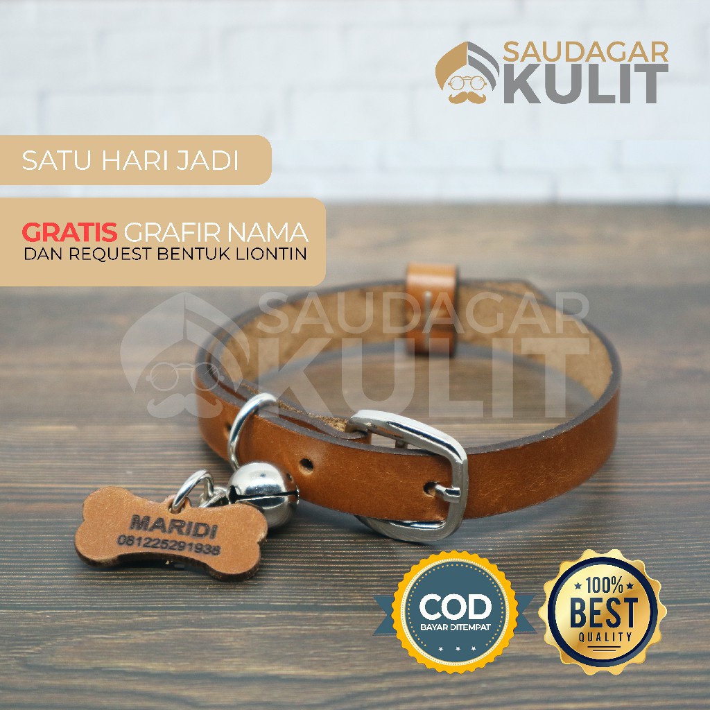 KALUNG KUCING KULIT ASLI LIONTIN TULANG CUSTOM UKIRAN NAMA