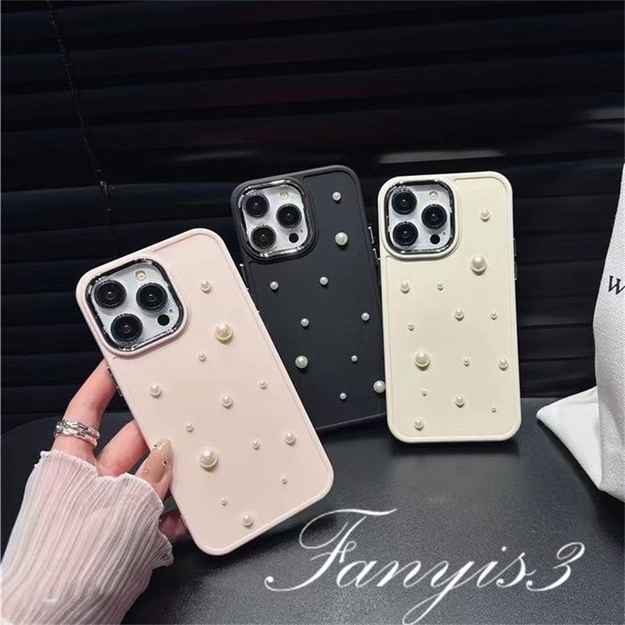 Compatible For iPhone 14 13 12 11 Pro Max X XR Xs Max 8 7 Plus Three-dimensional Pearl Phone Case Soft Protective Cover