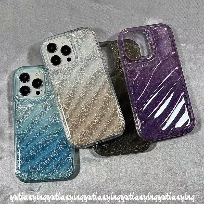 Bling Laser Card 3D Stereo Corrugation Pattern Case Compatible For IPhone 7Plus XR X XS MAX 11 13 14 12 Pro Max 6 7 6S 8 Plus SE 2020 Soft Fantasy Gradient Color Starry Sky Cover