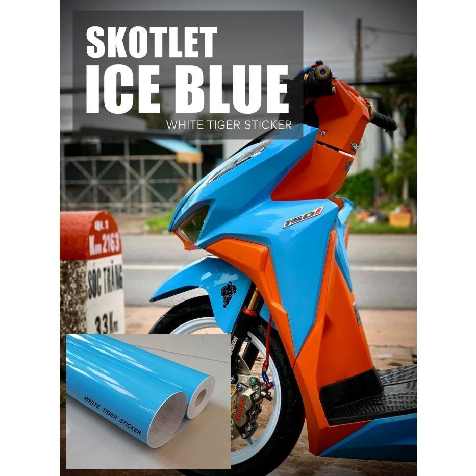 SKOTLET STIKER MOTOR WARNA ICE BLUE SUPER GLOSY SKOTLET ICE BLUE STIKER ICE BLUE GLOSY SCOTLITE ICE 