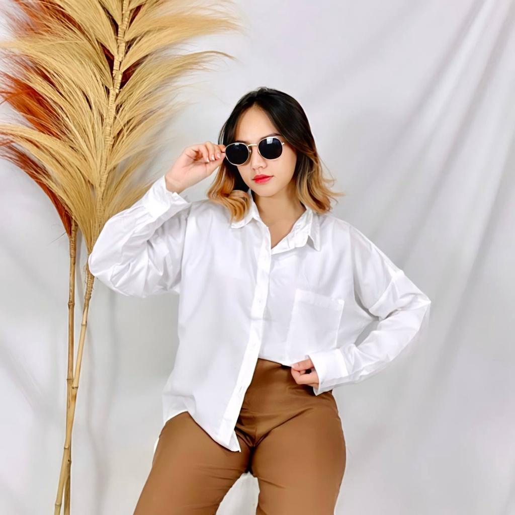 KEMEJA WANITA OVERSIZE ZS 780 LONG SHIRT WOMAN BAJU LENGAN PANJANG CEWEK OUTFIT KEKINIAN CASUAL KASUAL FORMAL