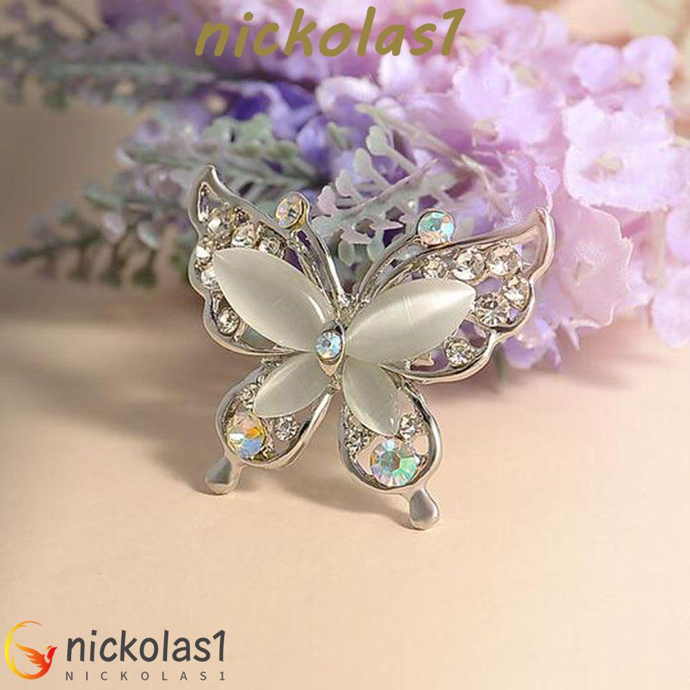 NICKOLAS1 Bros Pin Hadiah Aksesoris Garmen Batu Opal Pernikahan Fashion Perhiasan Kristal Kupu-Kupu Brooch Pin