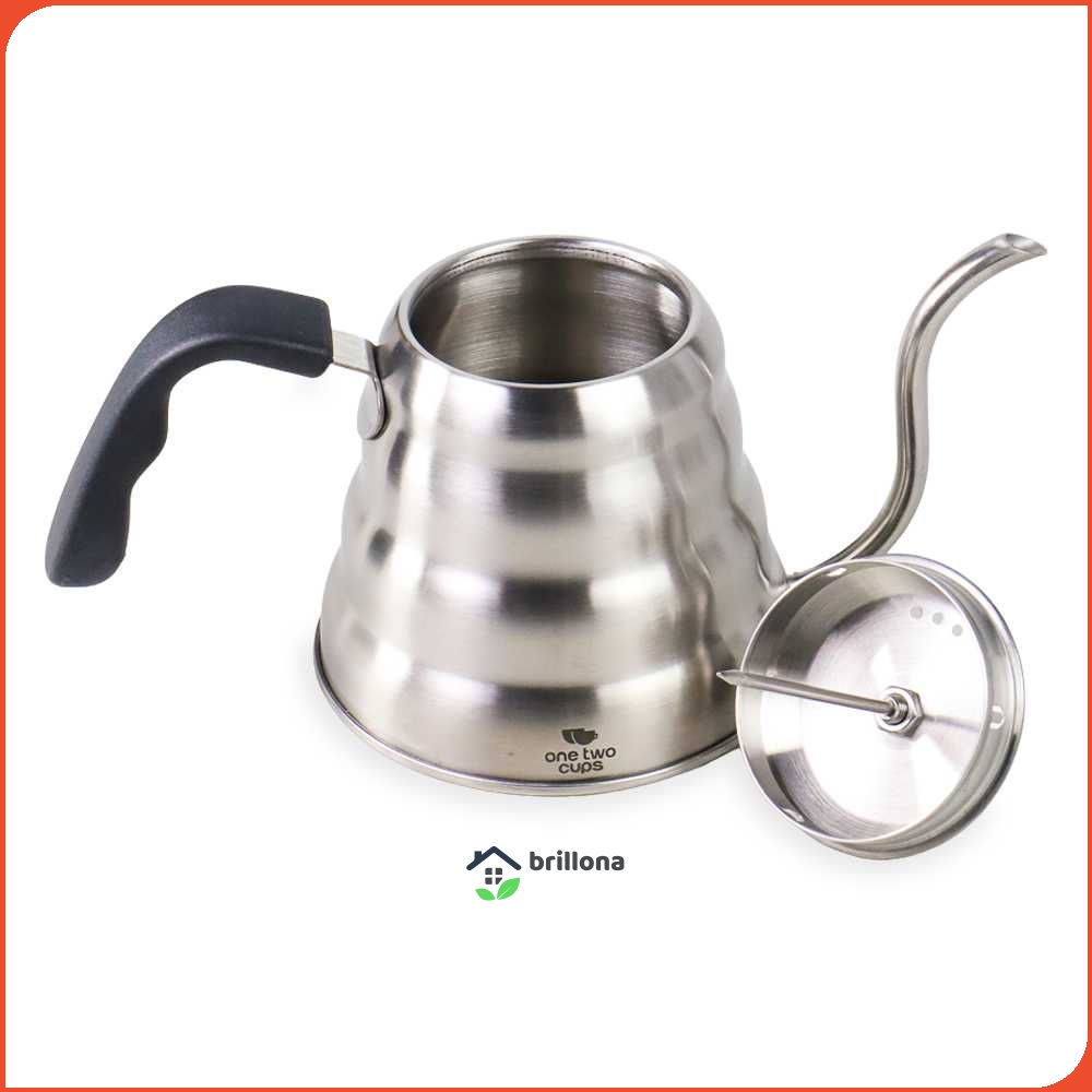 One Two Cups Coffee Teko Maker Pot V60 Drip 1155ml with Thermometer