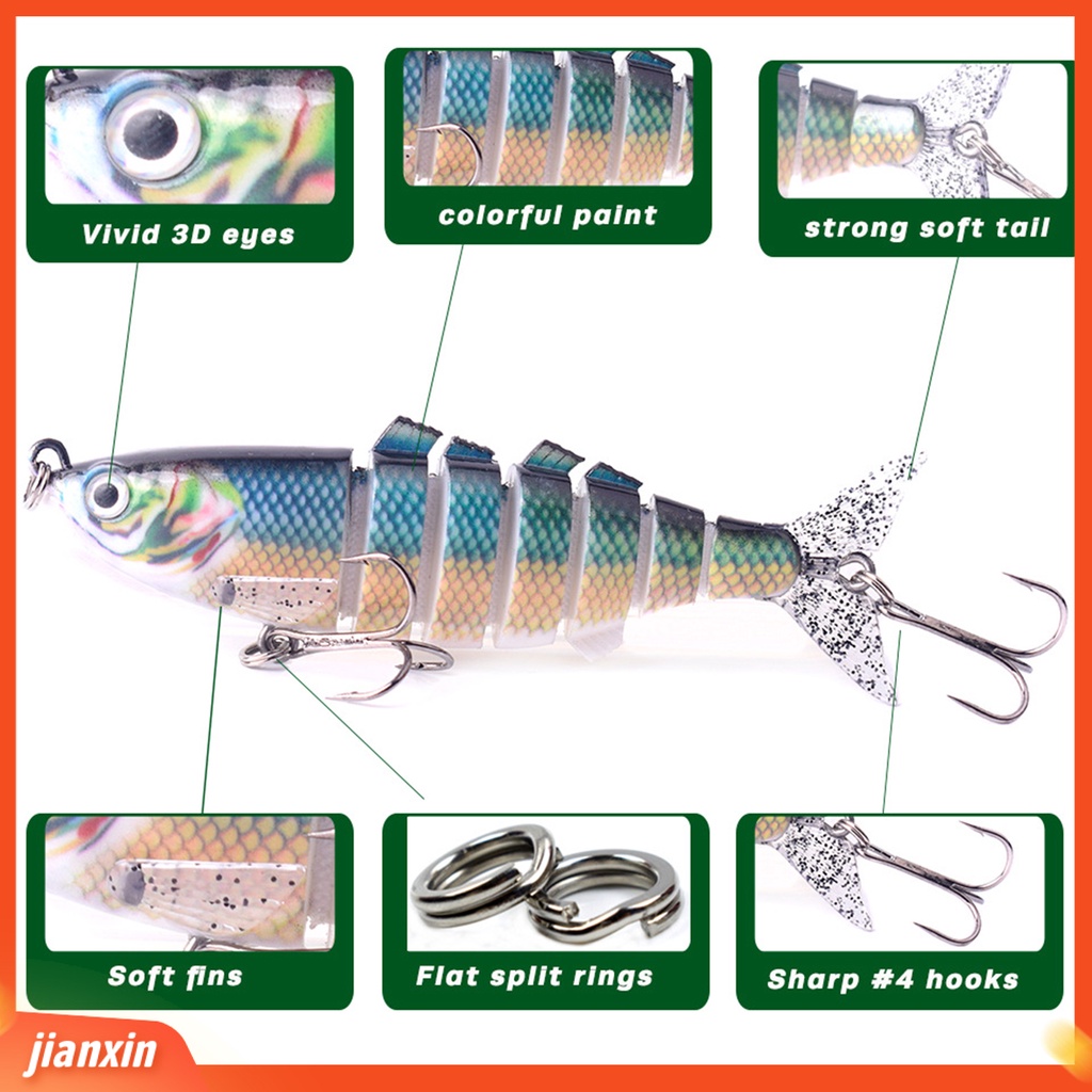 (In Stock) 11cm /25.5g Umpan Pancing Simulasi Tinggi Kait Tajam 3D Mata Tenggelam Umpan Banyak Segmen Wobbler Swimbait Untuk Outdoor