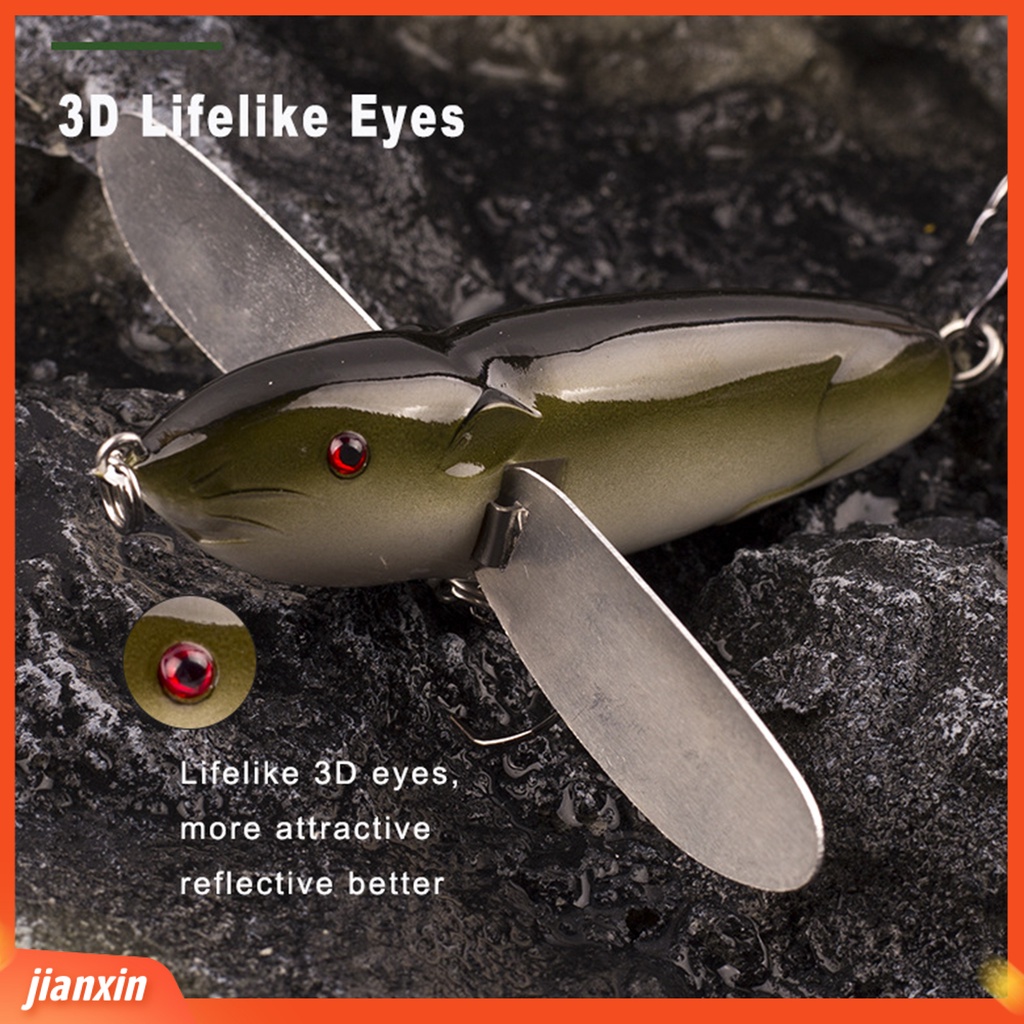 (In Stock) 8cm /14g Umpan Pancing Simulasi 3D Fisheyes Tajam Kait Mini Reusable Atraksi Ikan Ringan Topwater Buatan Mouse Bass Umpan Peralatan Memancing