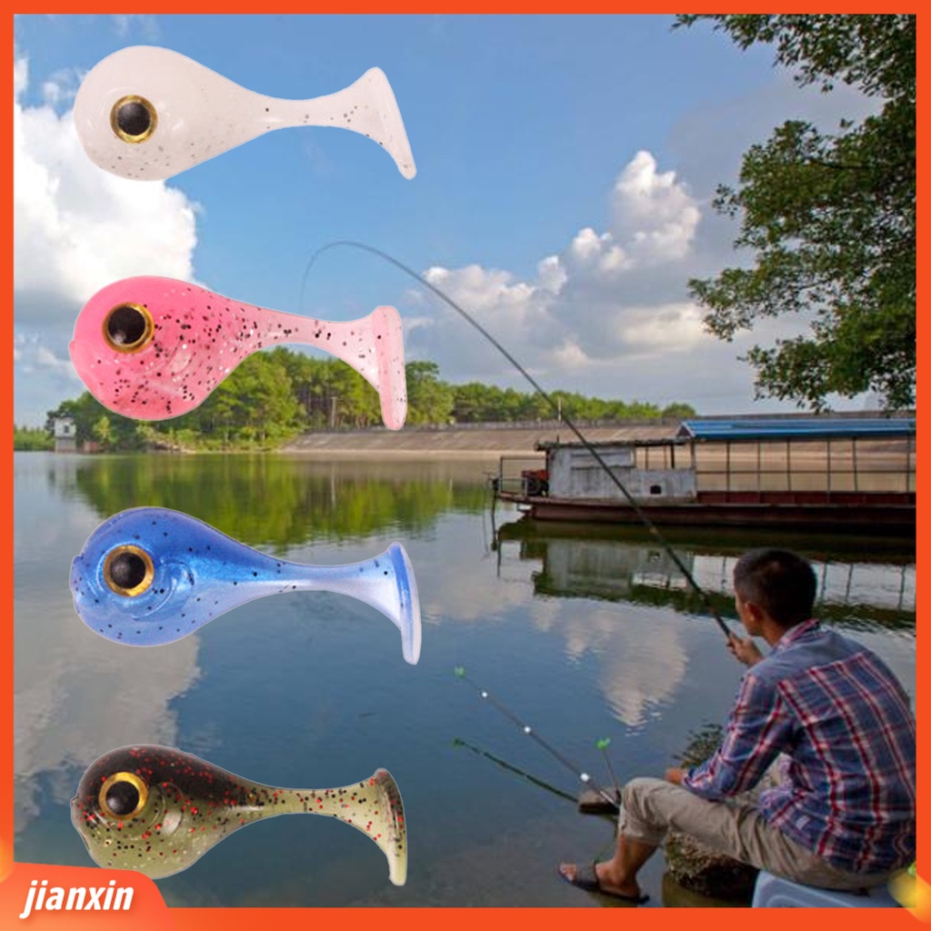 (In Stock) 10Pcs 4.5cm/3g Umpan Pancing Silikon Buatan Bicolor T-Tail Umpan Lembut Dengan Mata Memancing Aksesori