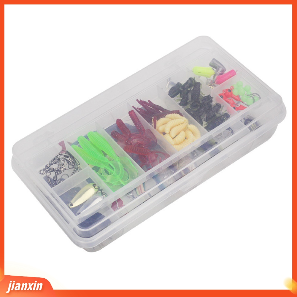 (In Stock) 101 Pcs Memancing Umpan Lembut Kait Buatan Ikan Umpan Aksesoris Kit Dengan Kotak