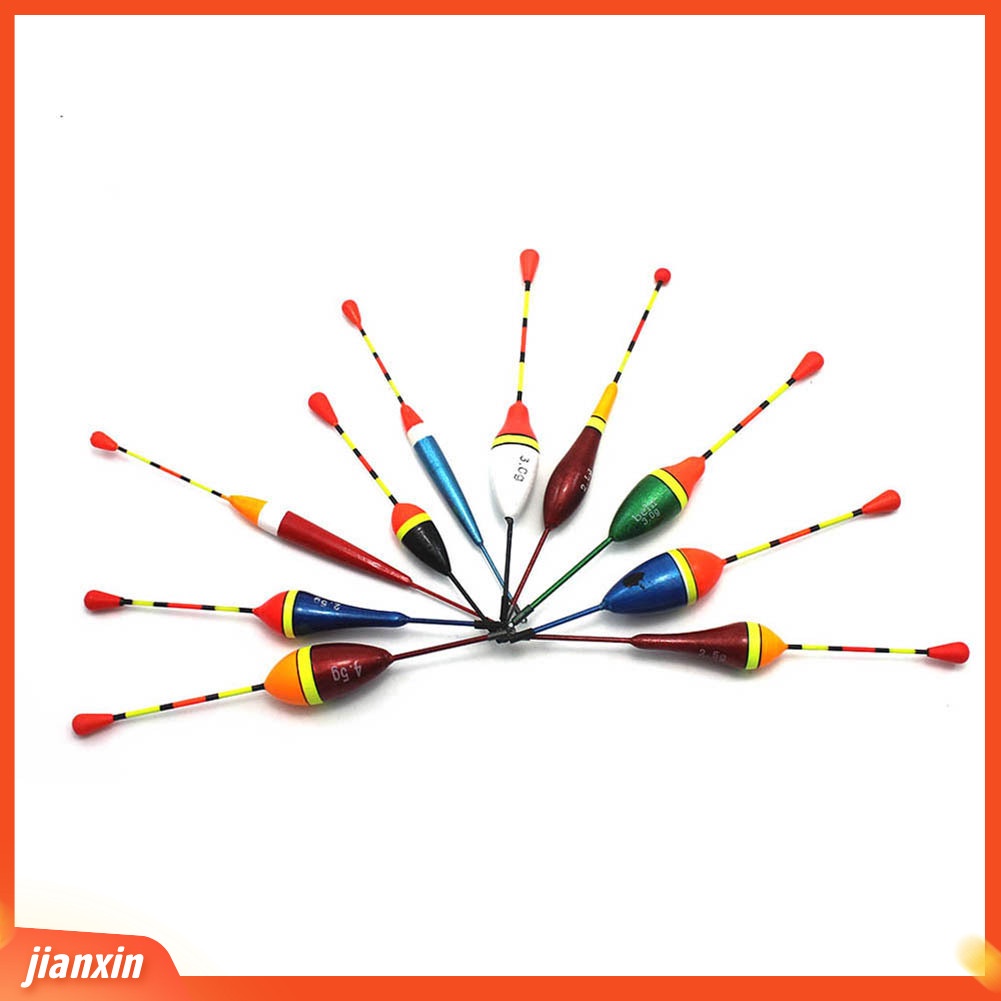 (In Stock) 10Pcs Pelampung Pancing Pelampung Bobber Stick Berfluktuasi Aksesoris Mix Ukuran Warna