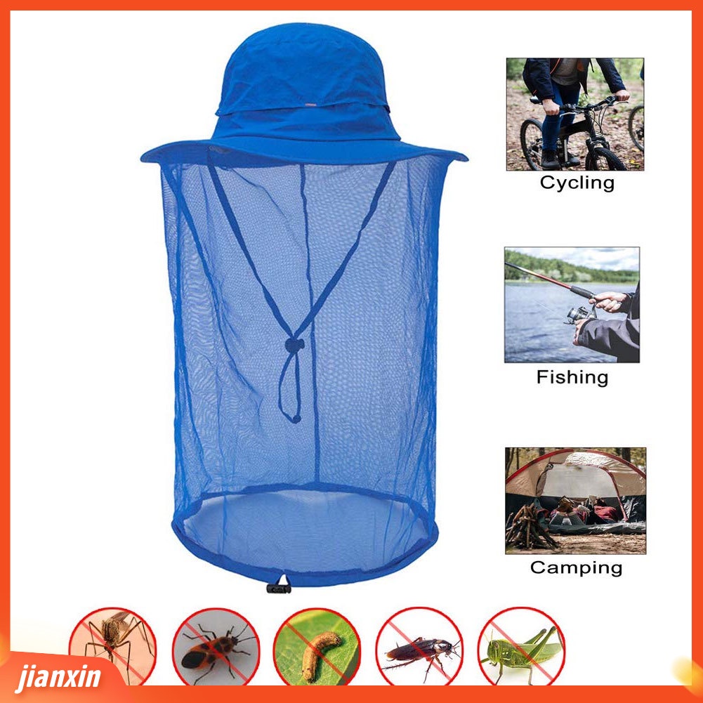 (In Stock) Unisex Mosquito Insect Bee Net Mesh Kepala Pelindung Wajah Topi Pancing