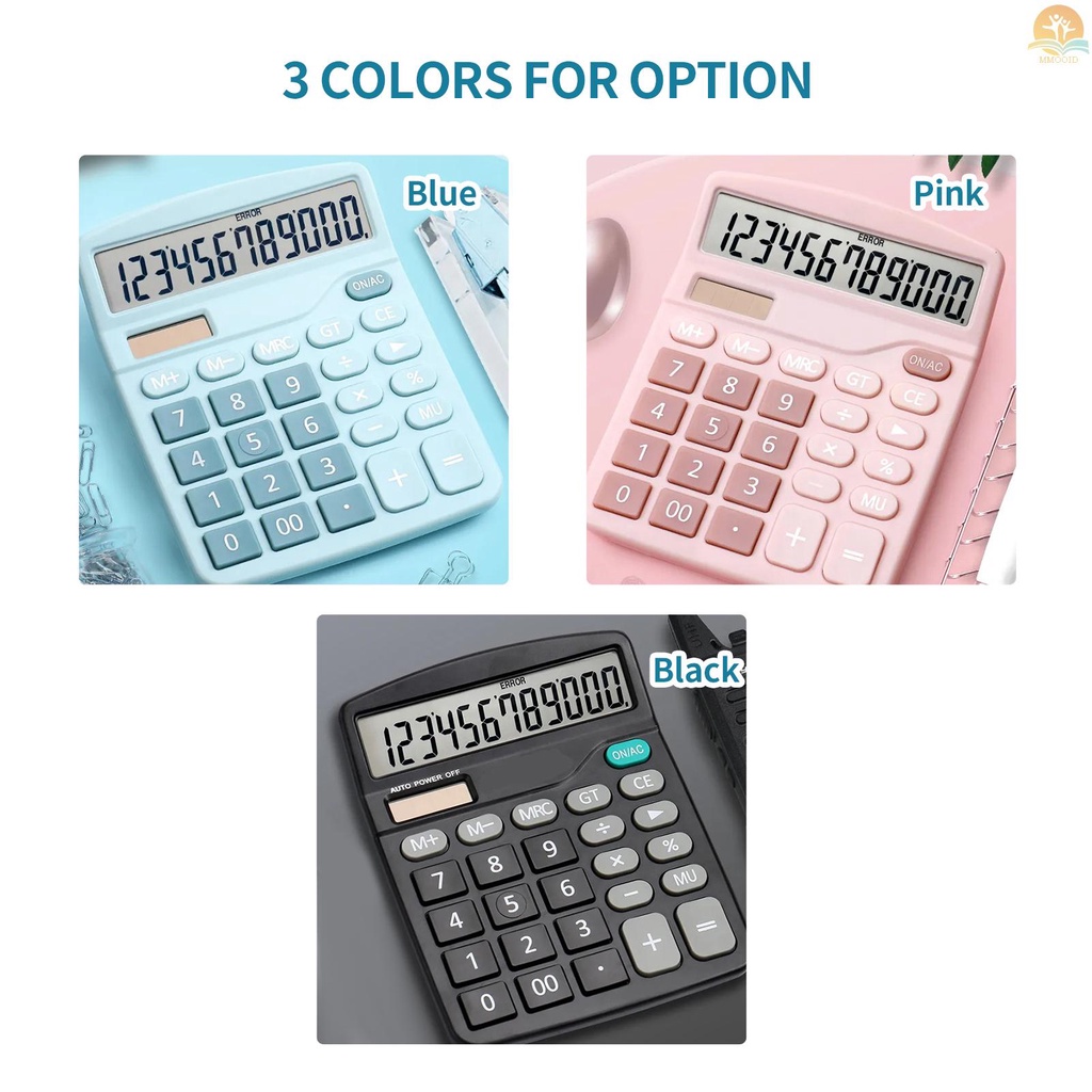 In Stock Desktop Calculator Kalkulator Fungsi Standar Dengan Layar LCD Besar 12 Digit Tenaga Surya &amp; Baterai Dual Power Untuk Usaha Kantor Basic Rumah