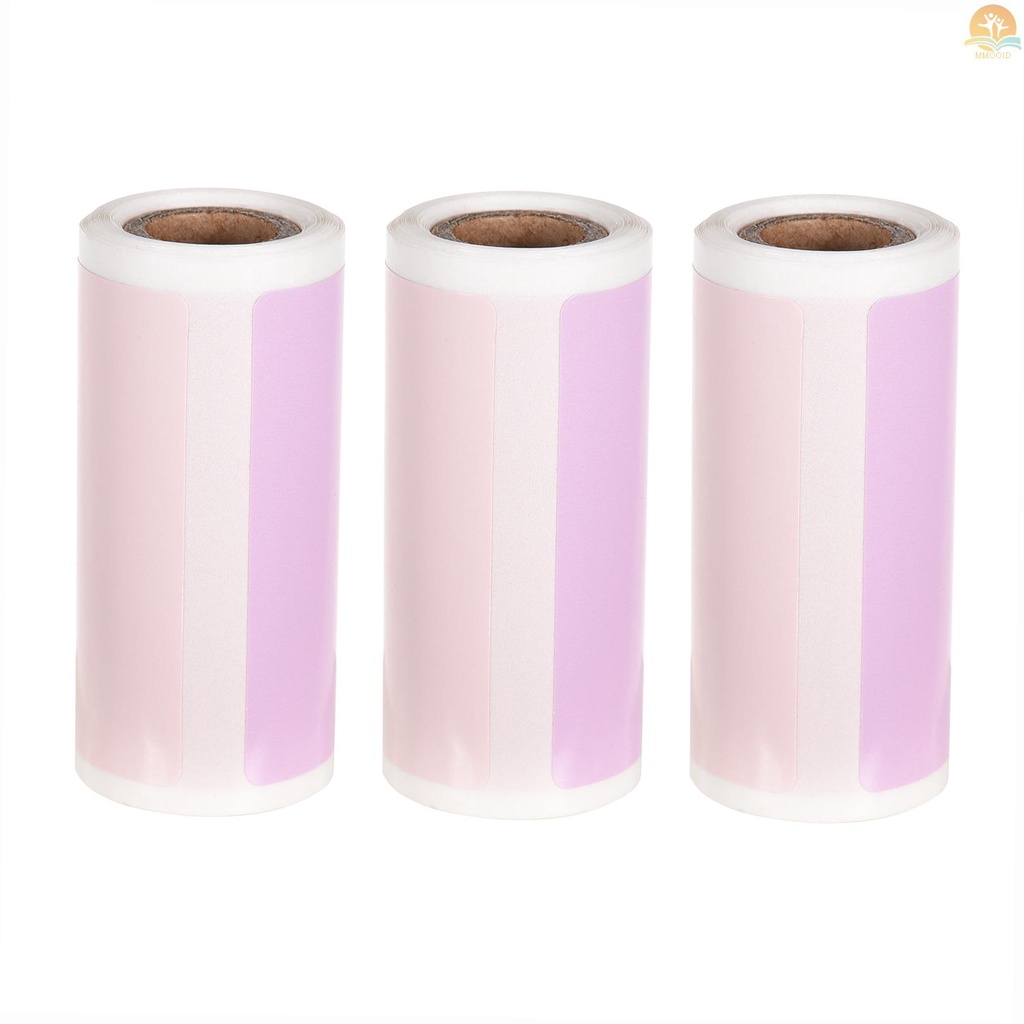 In Stock 3roll Label Thermal Langsung Perekat Diri Kertas Thermal Roll BPA-Free 2x1.2 Inch 100label/Roll Kompatibel Dengan PeriPage Poooli Pocket Thermal Printer