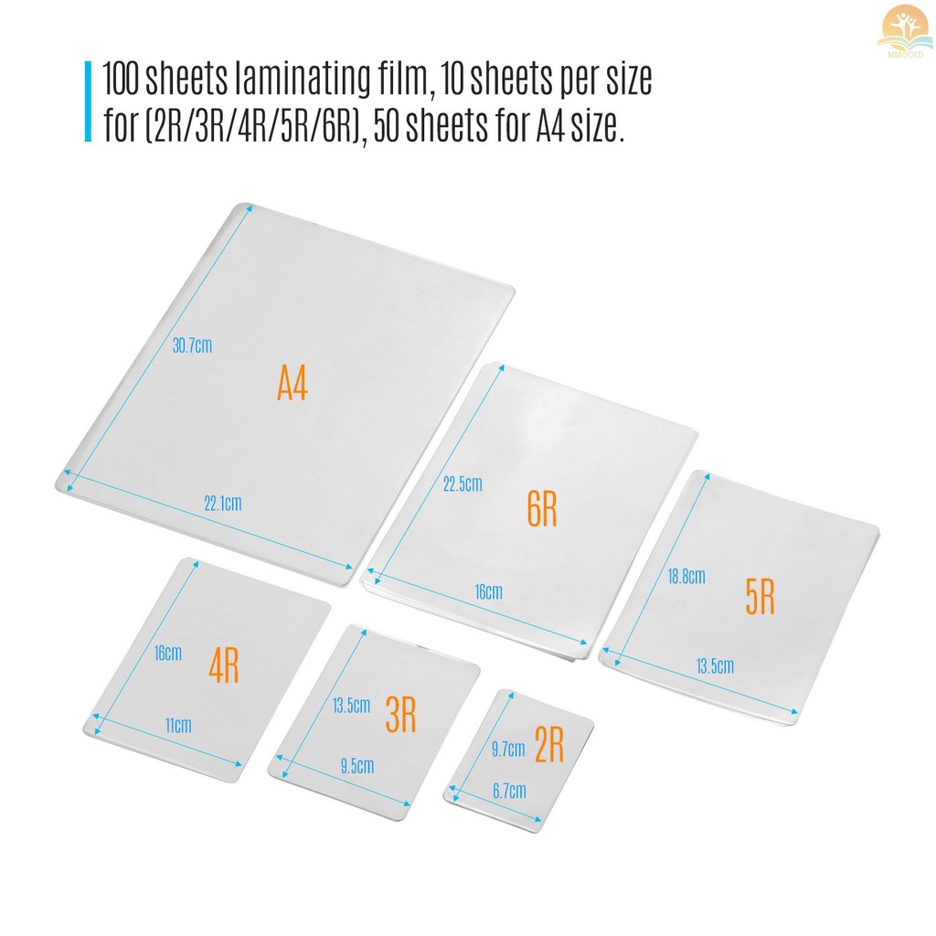 In Stock 80mic Thermal Laminating Film Pouch PET Clear Sheet Untuk Kertas Foto Dokumen Gambar Laminasi Untuk Laminating Machine Laminator, 2R 3R 4R 5R 6R A4 Ukuran 100lembar