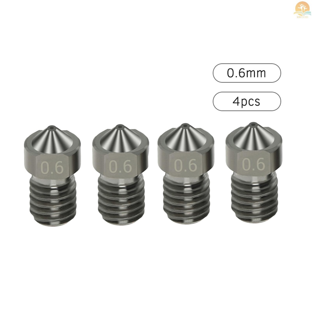 In Stock 4pcs Nozzle Baja Keras V6 Nozel 0.6mm Untuk Filamen 1.75mm Untuk Bagian Printer 3D