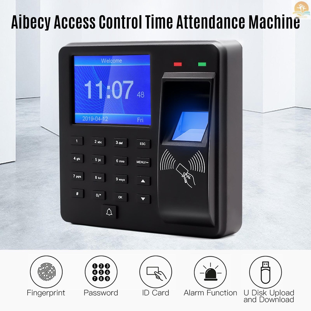 In Stock Mesin Absensi Kontrol Akses Fingerprint /Password/ ID Card Recognition Time Clock Dengan Layar Display 2.4 Inch Perekam Cek-in Recorder Multi Bahasa Dukungan